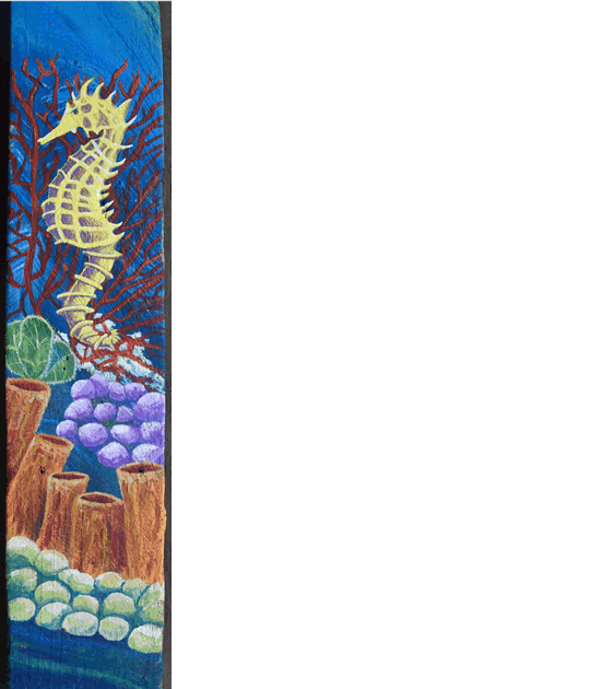 Seahorse painting on driftwood - Island Art by Yotigo